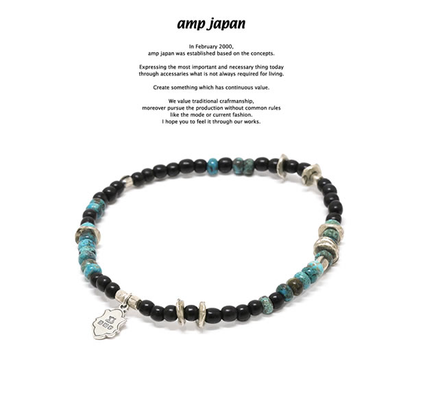 amp japan 17AHK-412 Round Black Horn Bracelet -Turquoise-