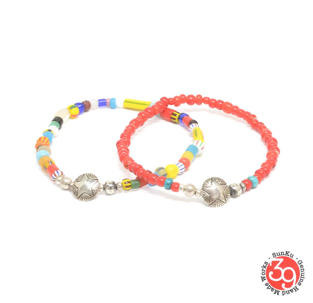 Sunku SK-207-RED/MIX  STAR CONCHA BEADS BRACELET 